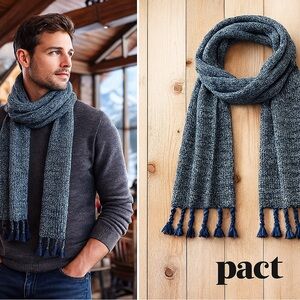 PACT, Knit Scarf Blue-Green w/Braided Tassels, Extra-Long, Excelt Cond, Size OS